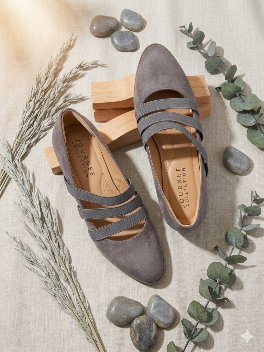 Journee Collection Gray Stretch Strap Heels – Comfort & Elegant Style ✨